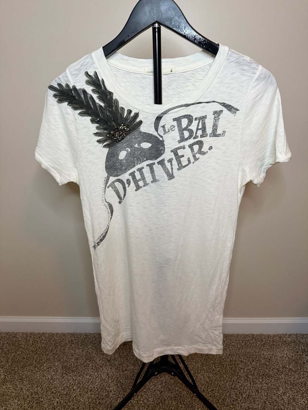 J.Crew Le Bal D'Hiver Graphic Embellished T-Shirt Size XL
